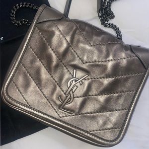 YSL Small Metallic Leather Crossbody Bag